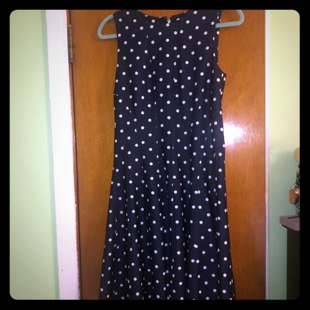 Navy and White Polka Dot Dress